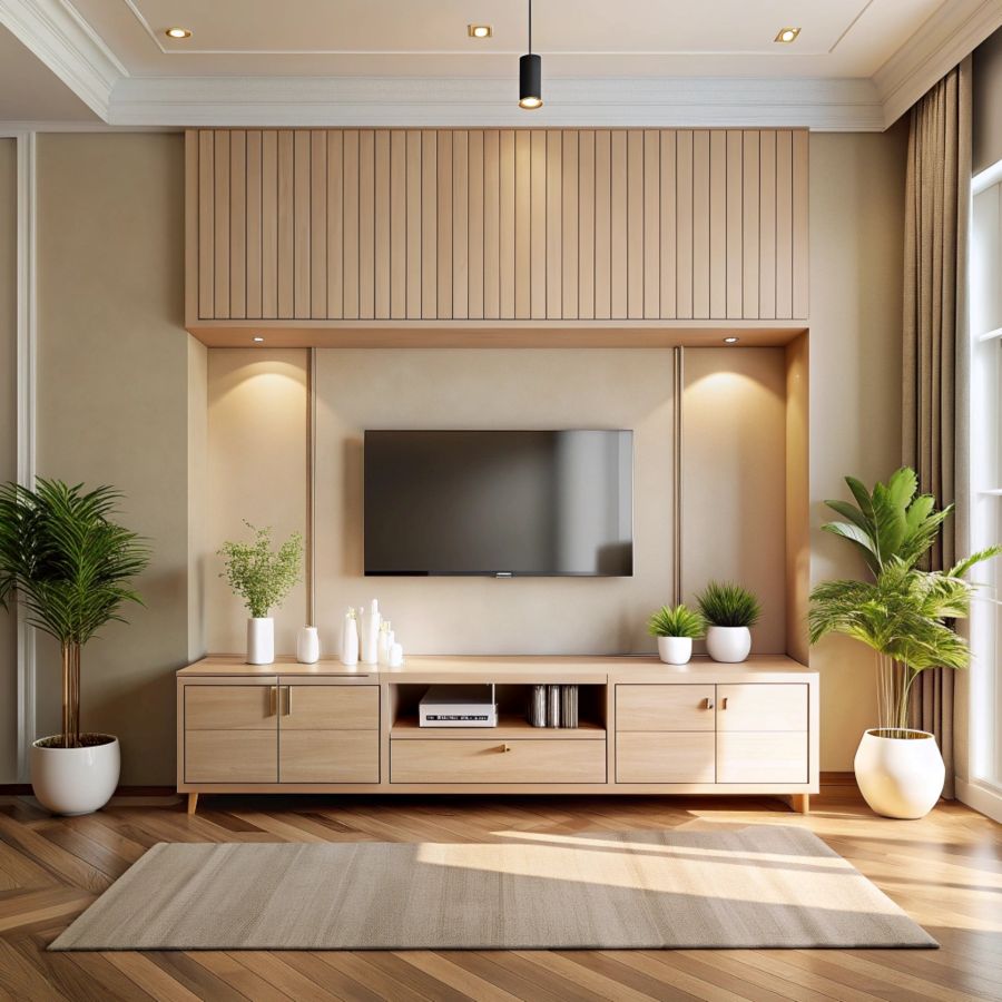 cabinet-tv-cream-color-wall-living-roomminimal-design3d-rendering